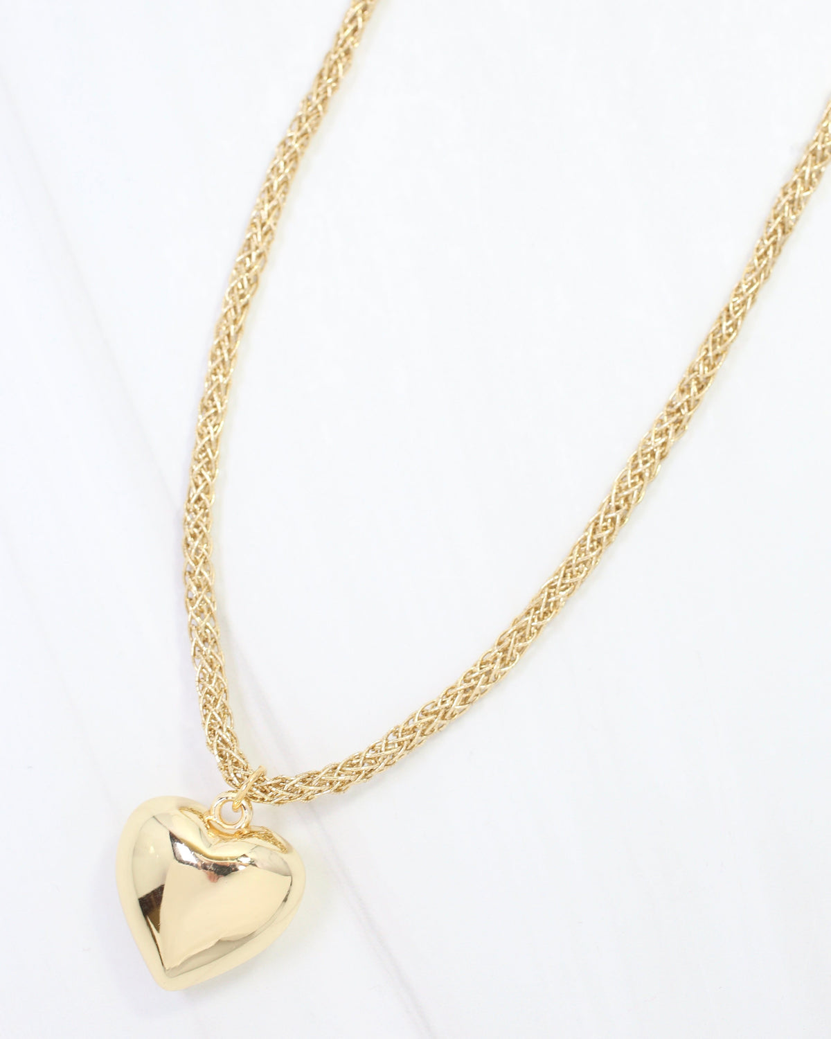 Cameron Cord Necklace Heart Gold