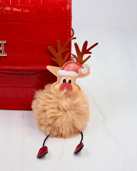 Roody Faux Fur Bag Charm Tan