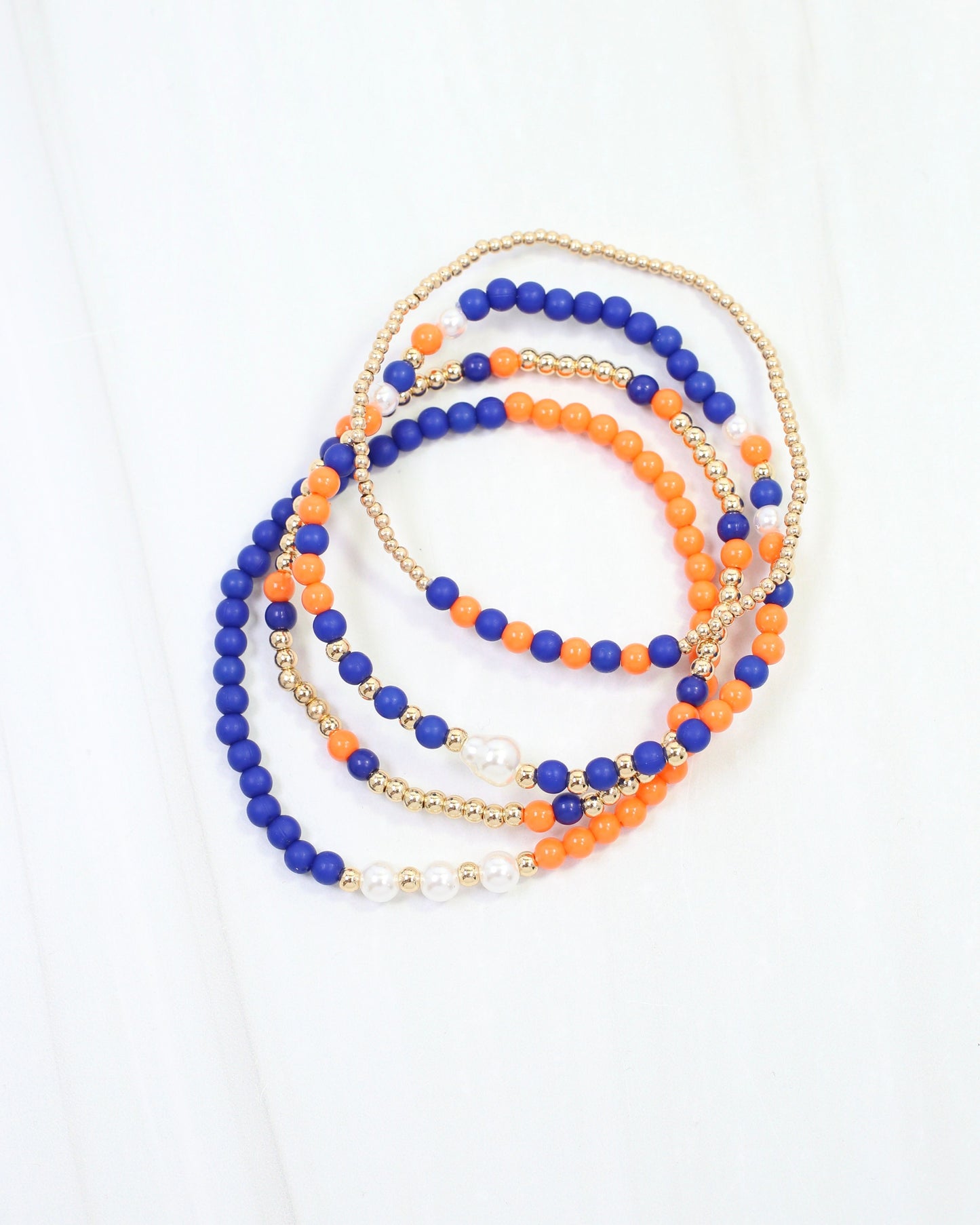 Josie Beaded Bracelet Set Navy Orange