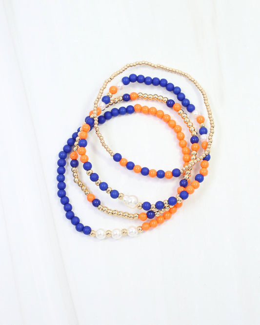 Josie Beaded Bracelet Set Navy Orange