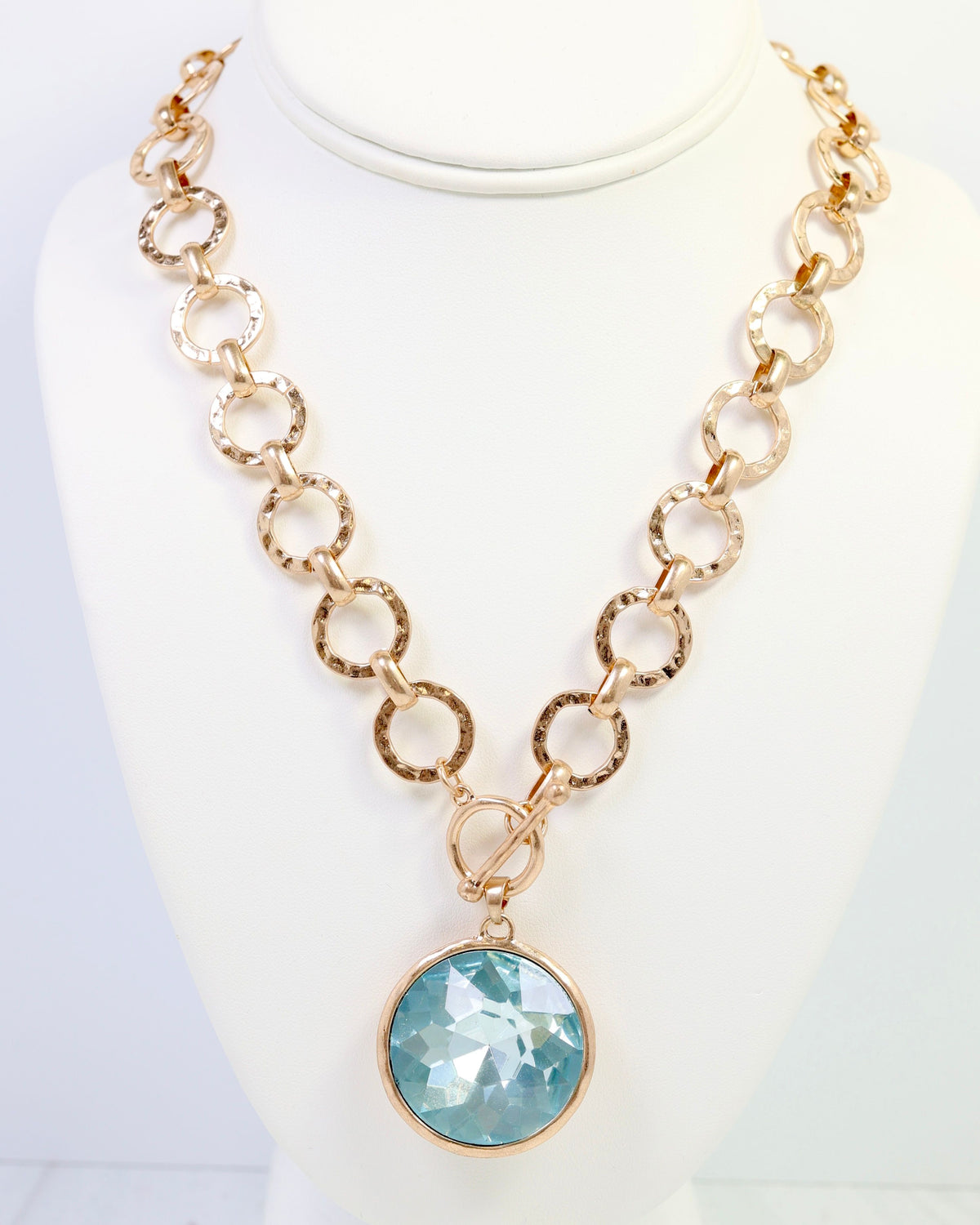 Palace Crystal Pendant Necklace Light Aqua