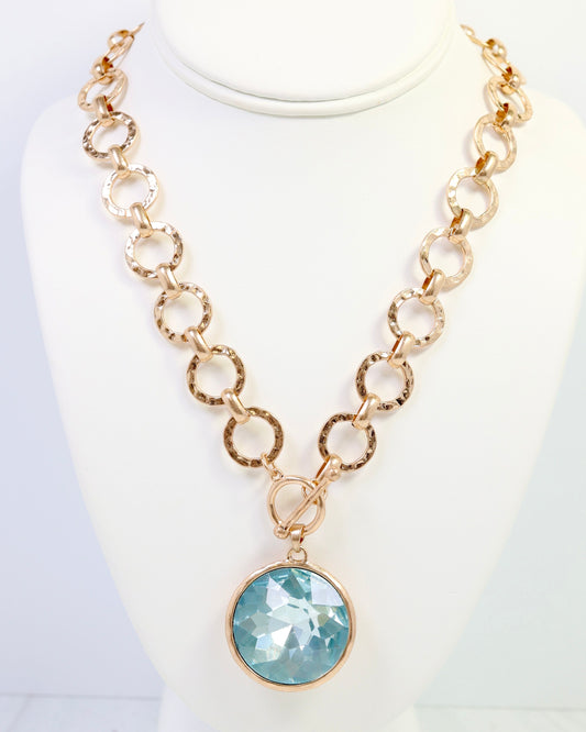 Palace Crystal Pendant Necklace Light Aqua