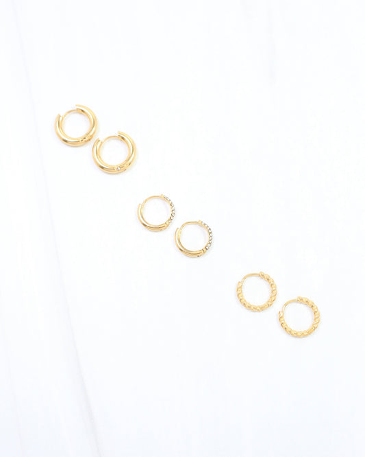 Sandra Huggie Hoop Earring Set WP Gold