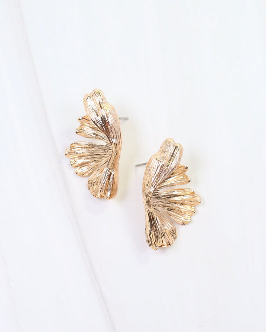 Amaya Leaf Fan Post Earring Gold