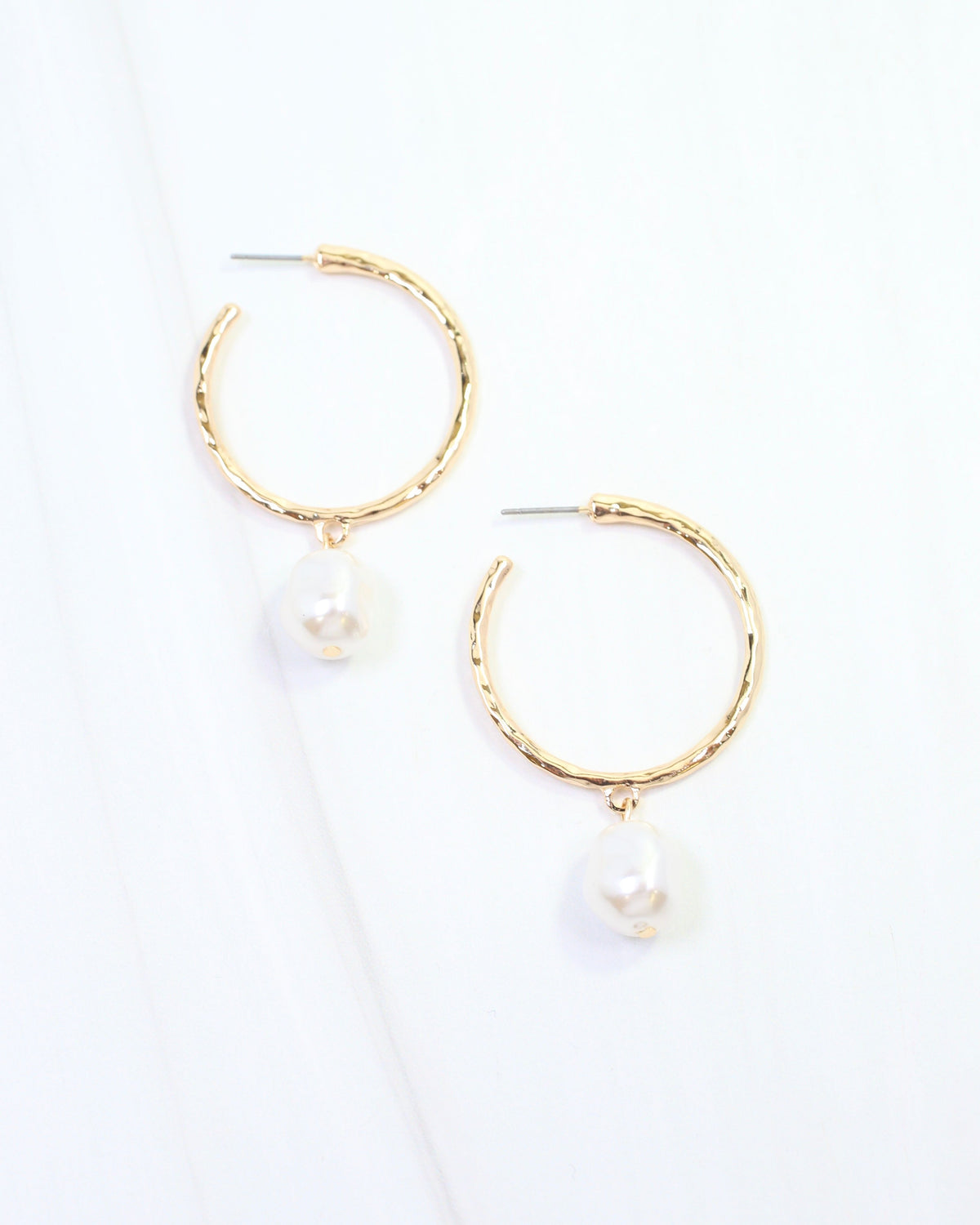 Laila Pearl Dangle Hoop Earring Gold