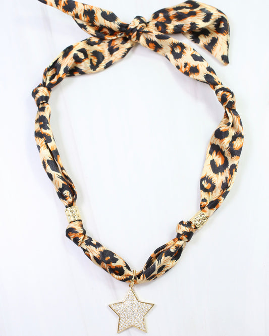 Starla Scarf Charm Necklace Leopard