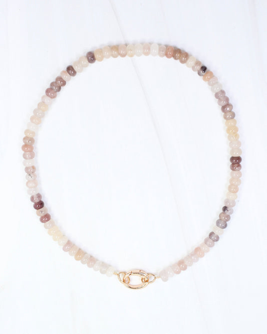 Gisela Stone Beaded Oval Clasp Necklace Natural