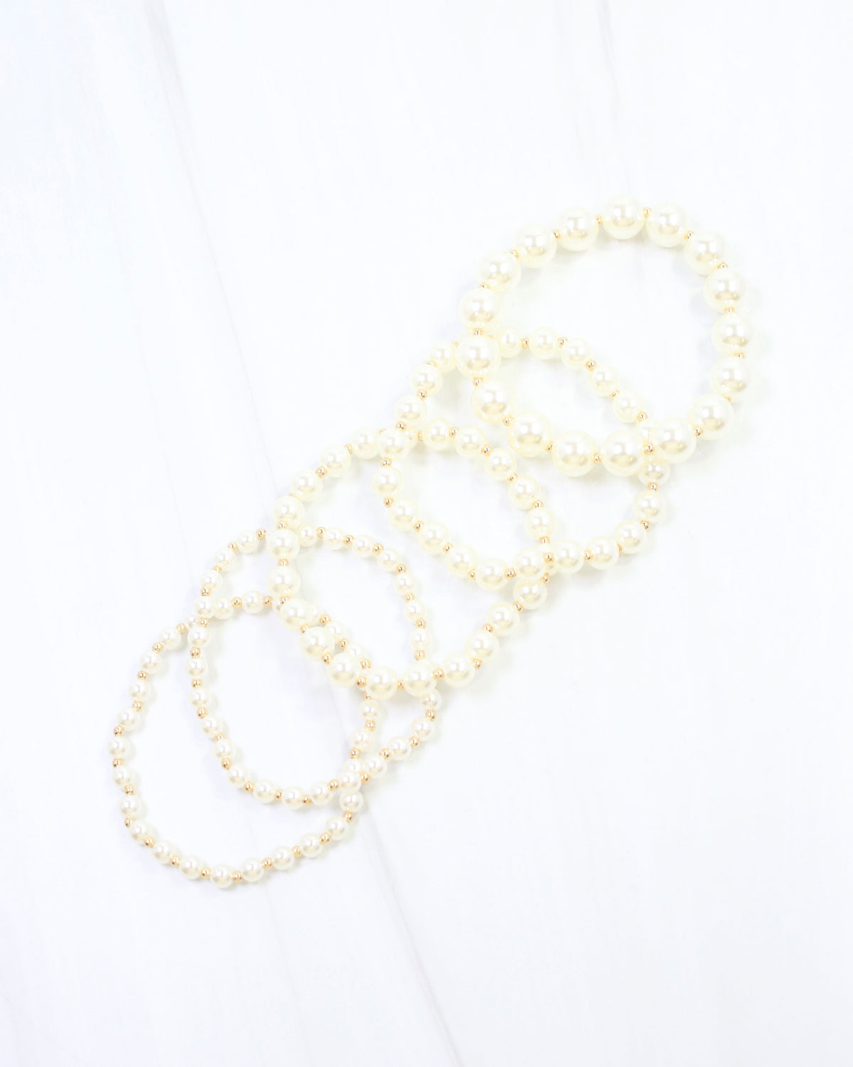 Barclay Stretch Pearl Bracelet Set Gold