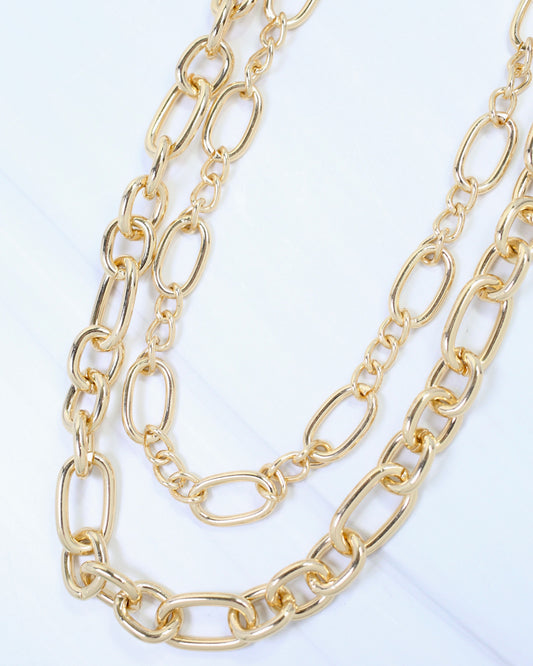 Glens Falls Layered Link Necklace Gold