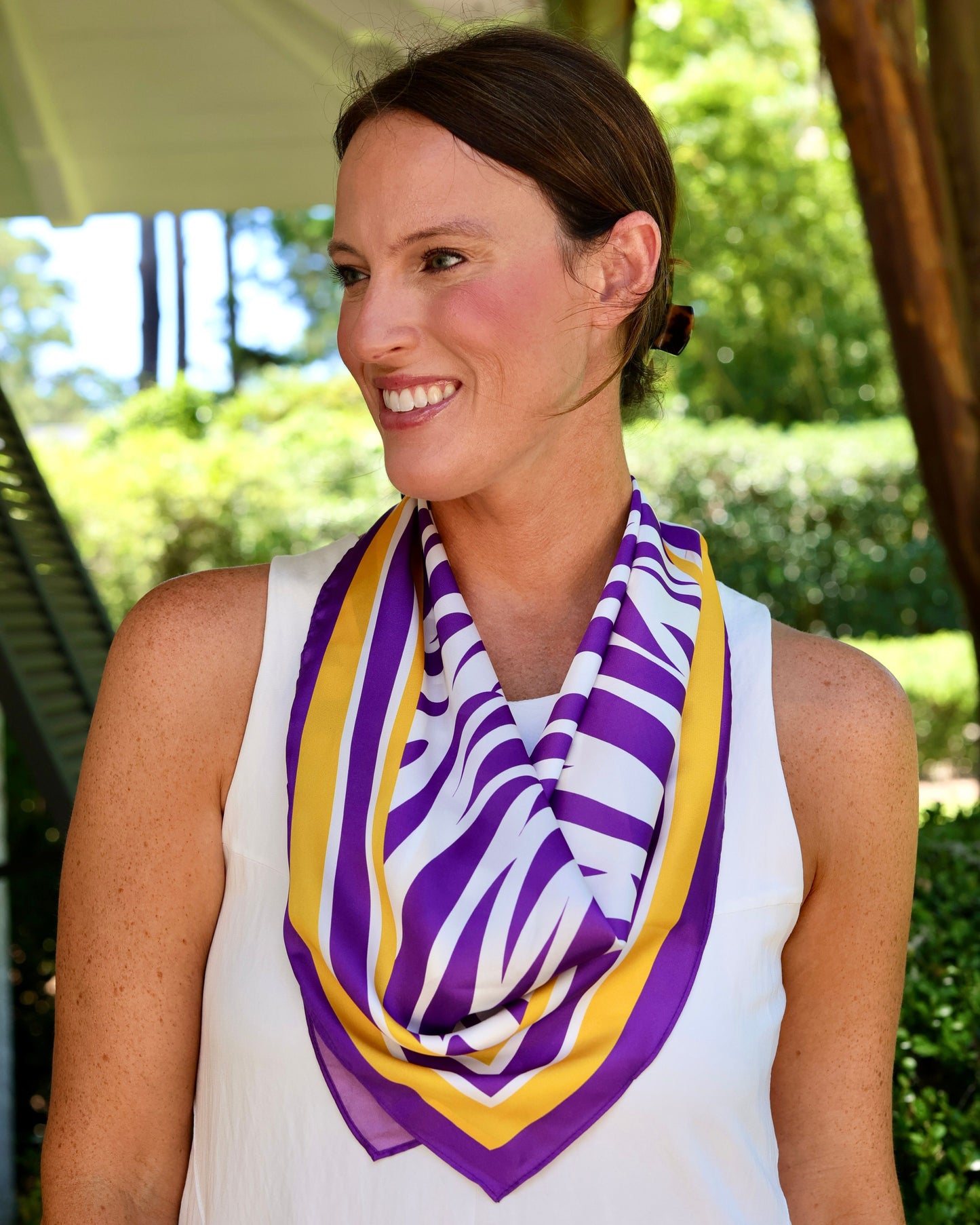 Harper Striped Scarf Medium Purple Gold