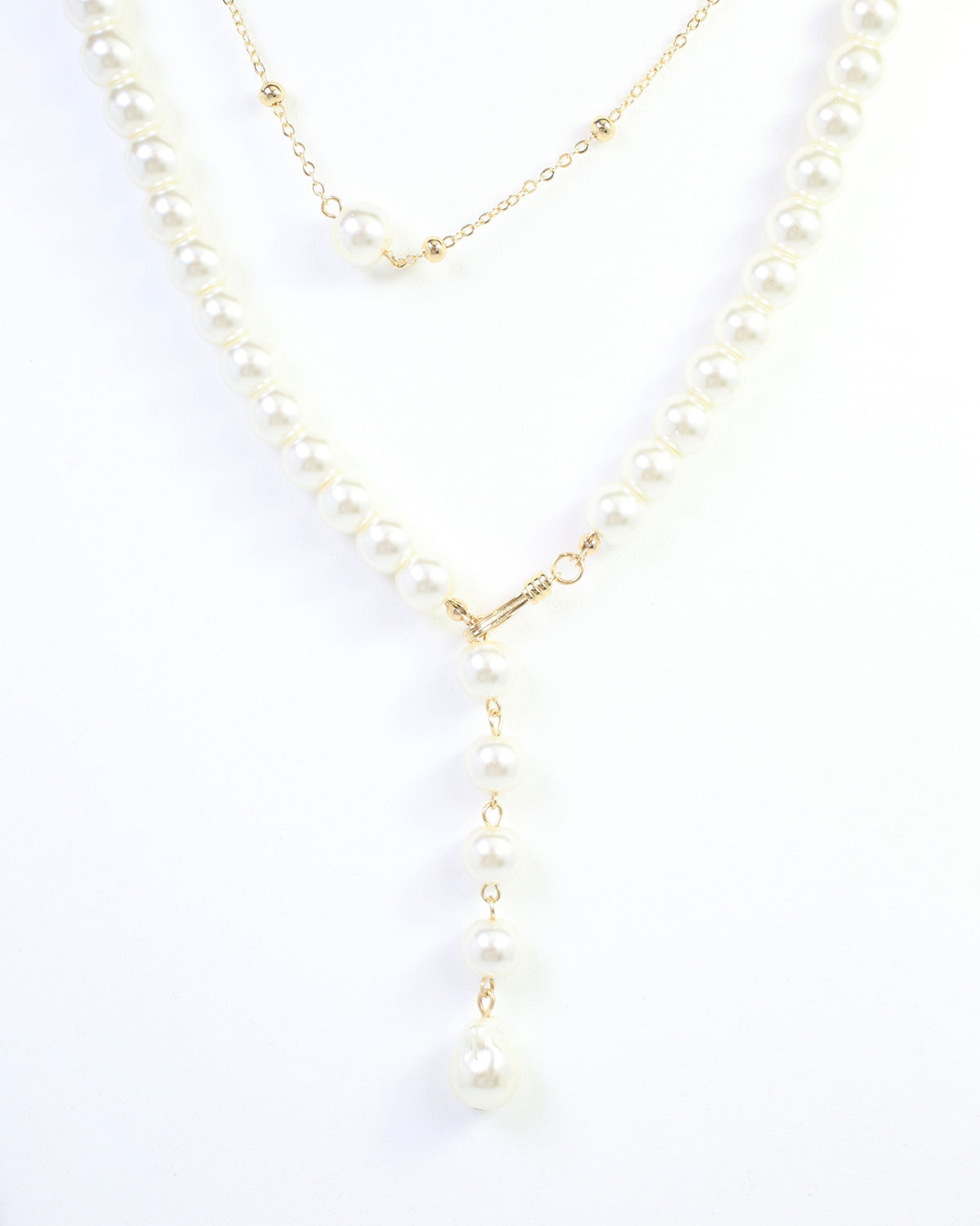 Libby Pearl Layered Y Necklace Cream