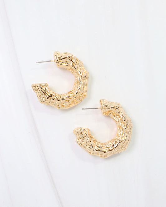 Vinita Textured Thick Hoop Earring Gold