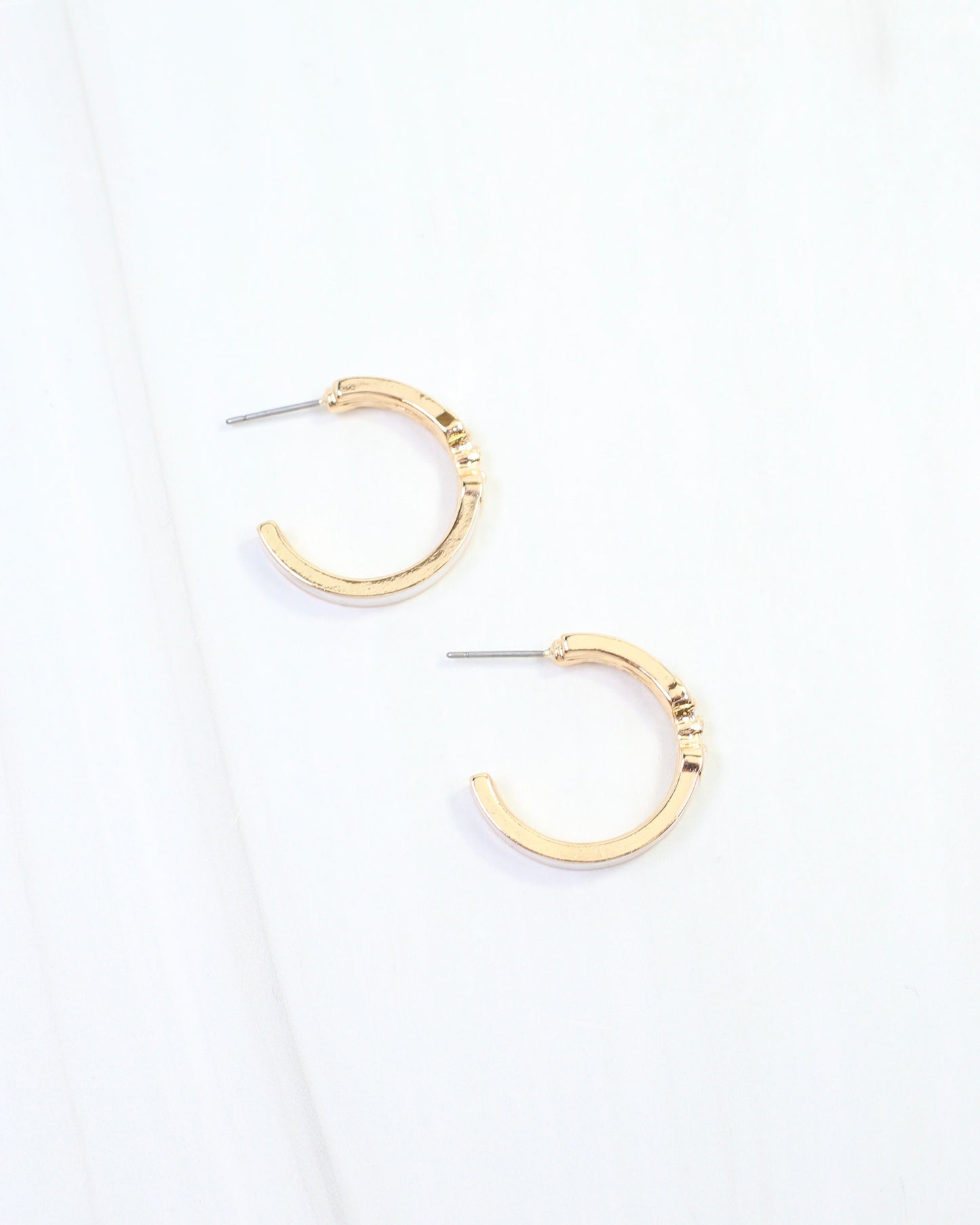 Kaylen Horsebit Hoop Earring White