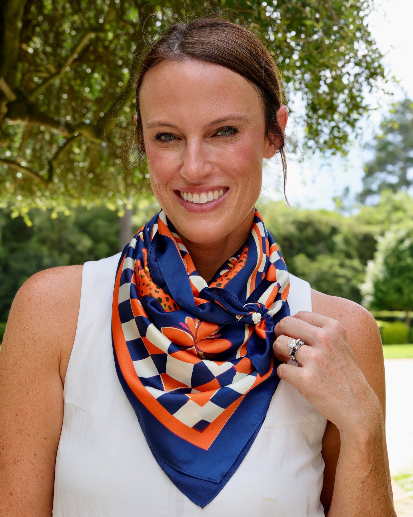 Hollis Scarf Large Navy Orange