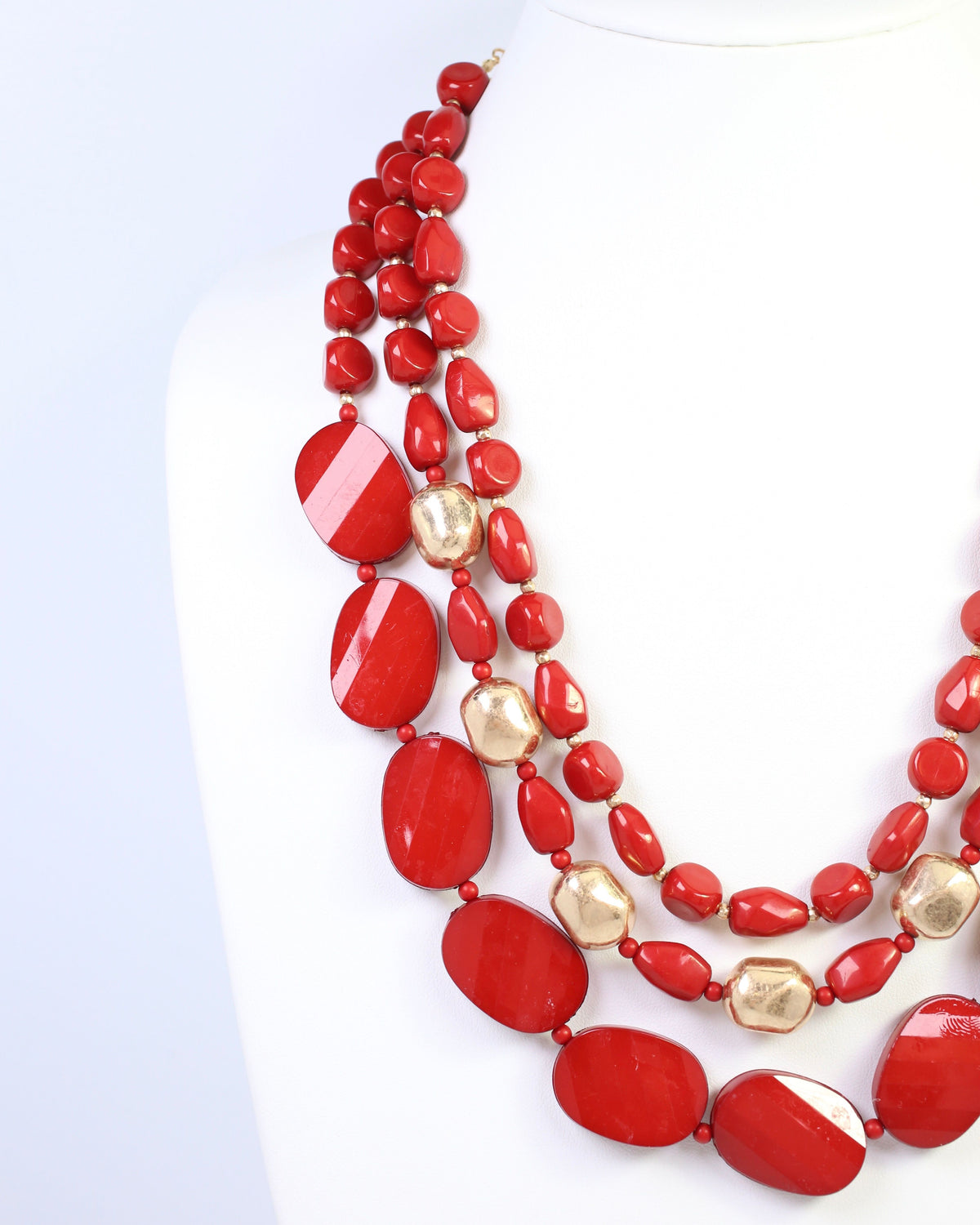 Adair Court Beaded Necklace Dark Red