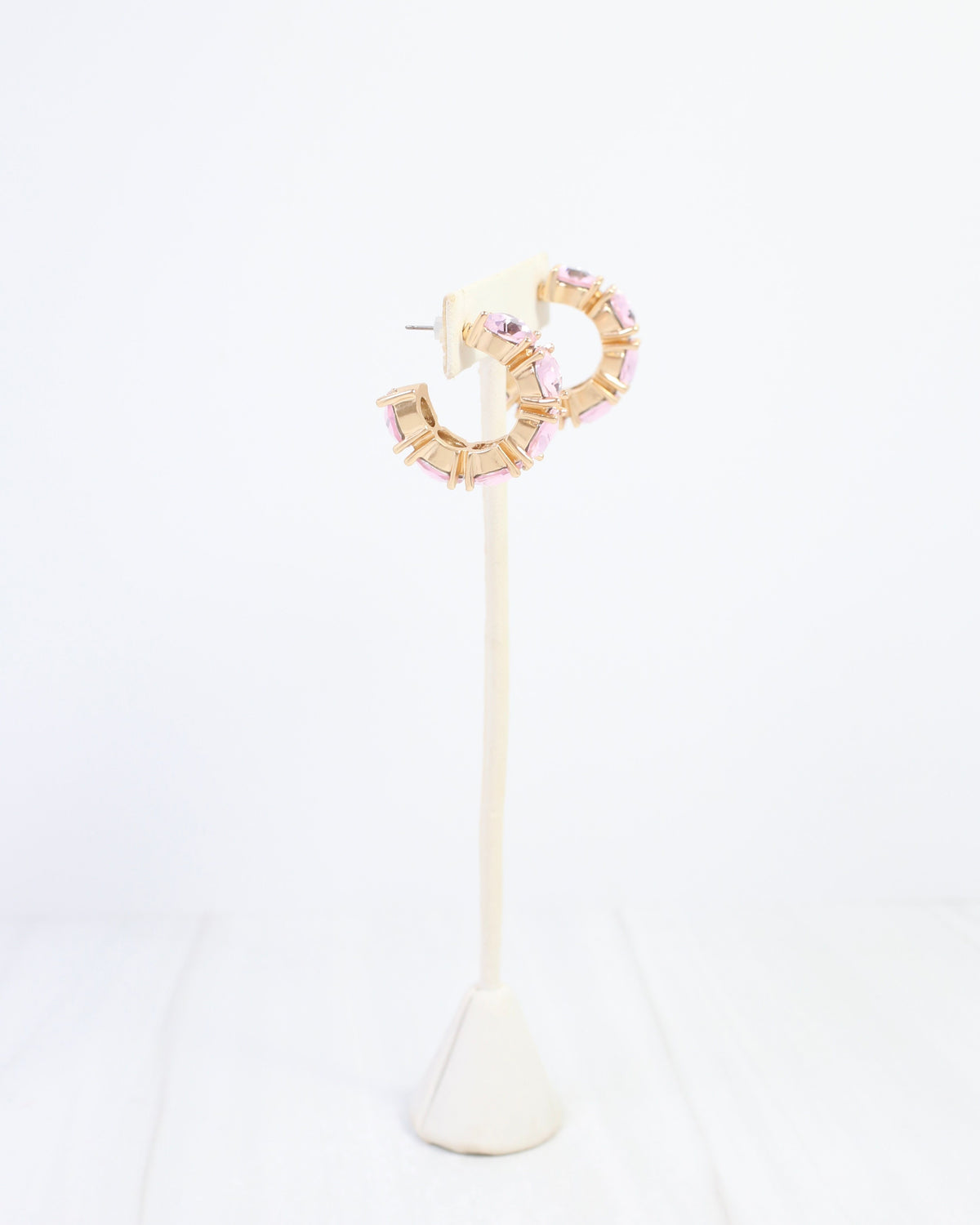 Roxanne Rhinestone Hoop Earring Pink