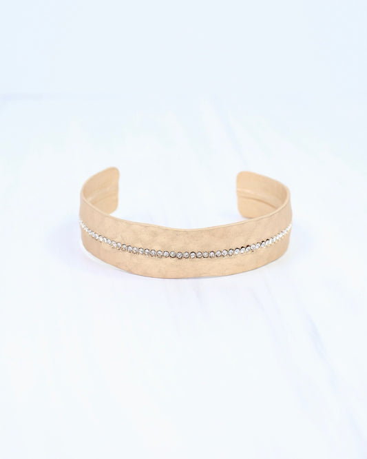 Angie Hammered Cuff With CZs Gold