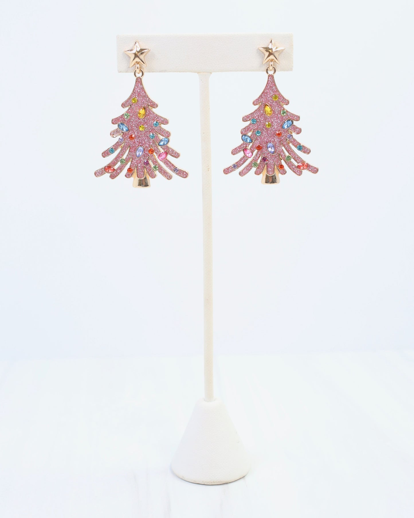 Christmas Sparkle Tree Earring Pink