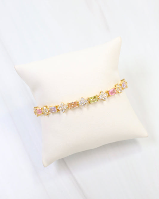 Belen Crystal and CZ Bracelet WR Gold
