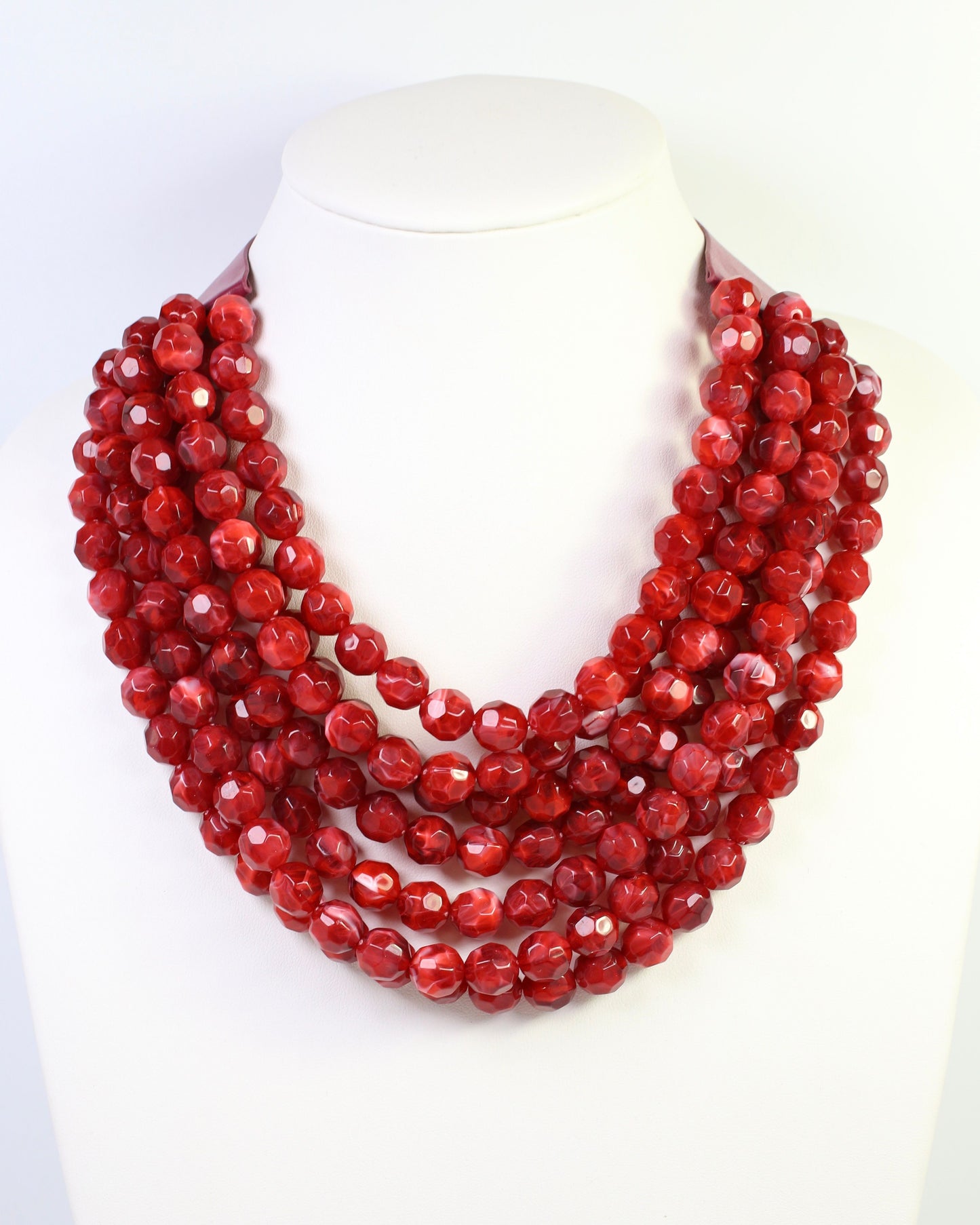 Cadence Multi Layered Beaded Necklace Burgundy