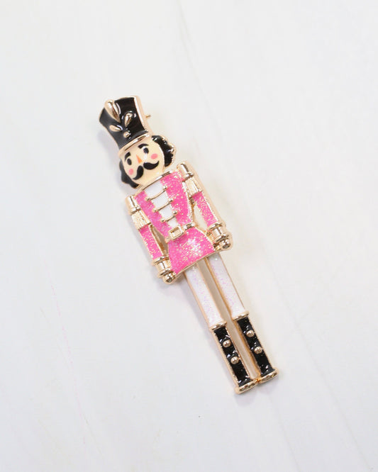 Naughty or Nice Nutcracker Brooch Pink