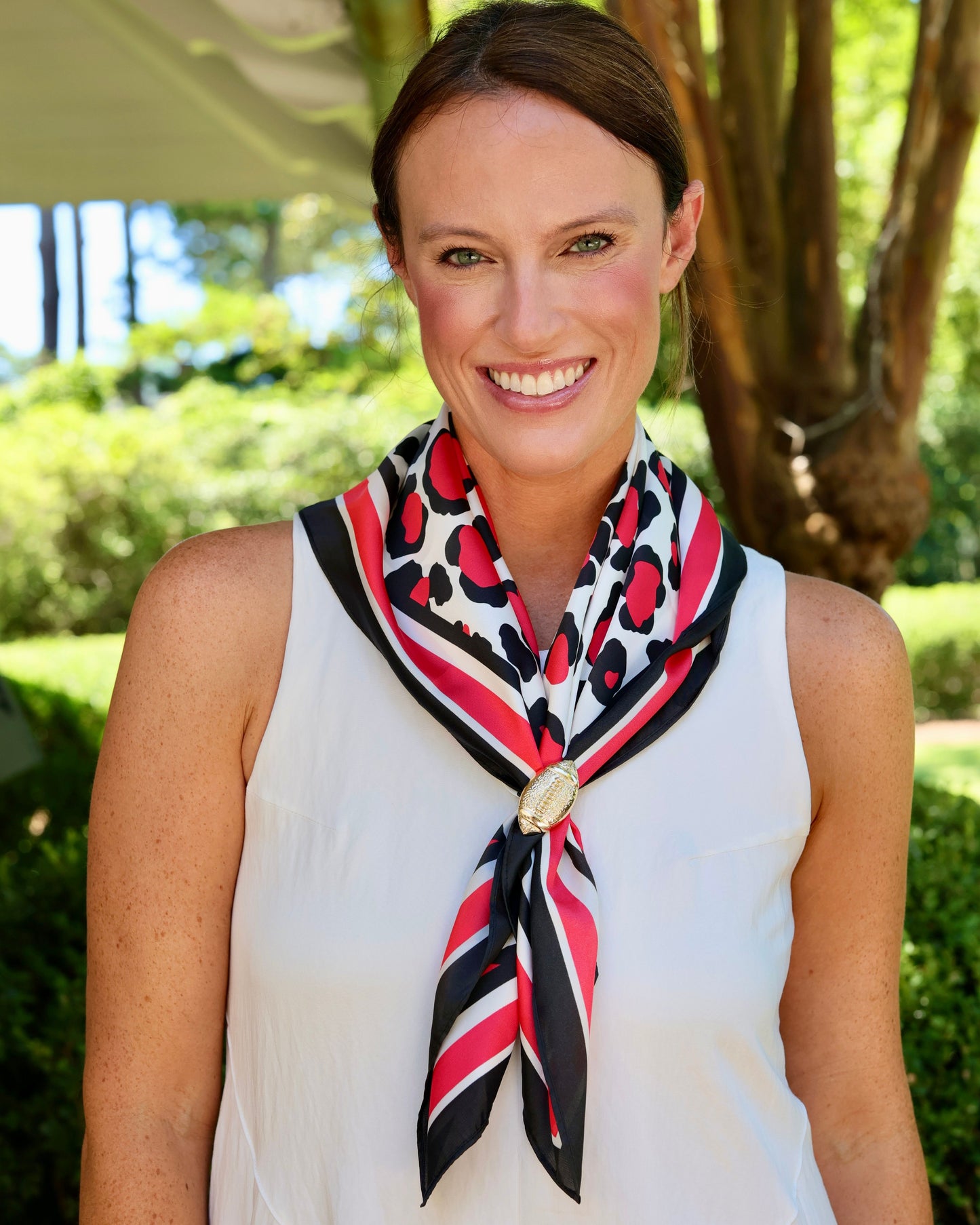 Meredith Spotted Scarf Medium Red Black