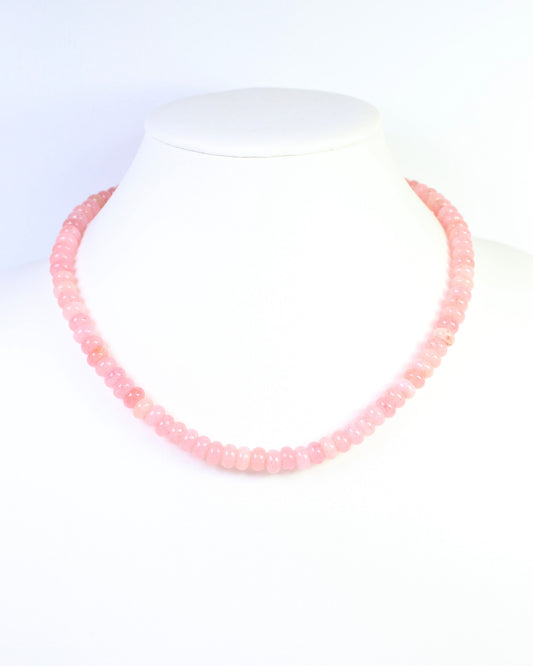 Gisela Stone Beaded Oval Clasp Necklace Pink