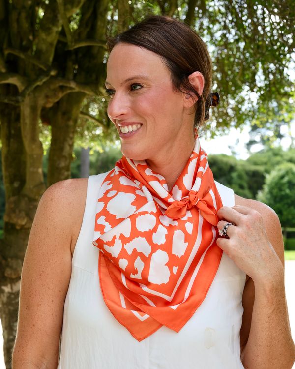 Lawson Leopard Scarf Large Orange White