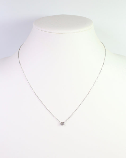Lincoln CZ Baguette Necklace WR Silver