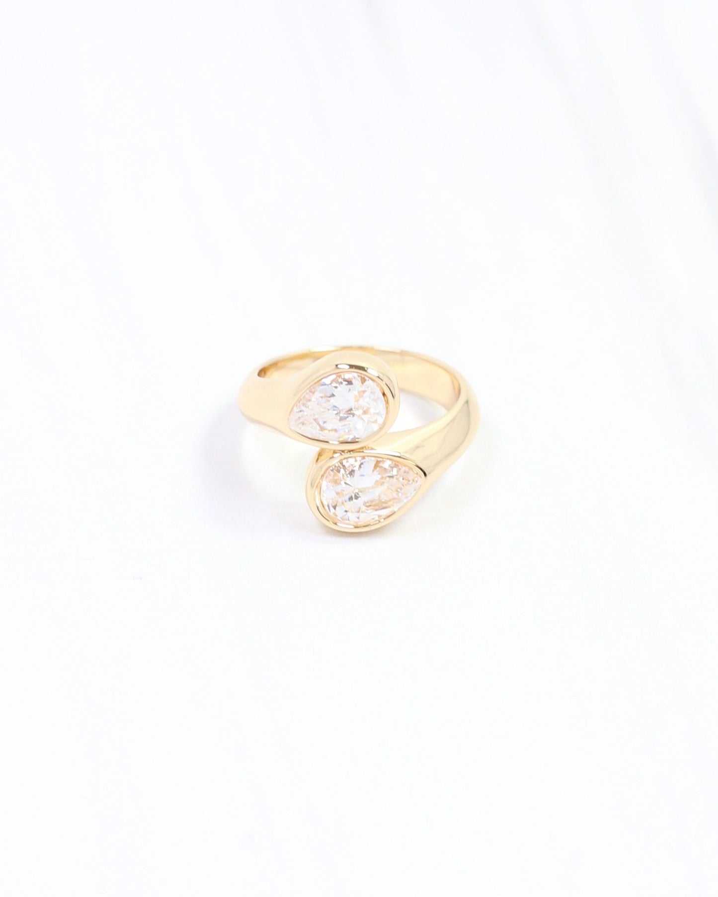 Kristy Teardrop CZ Adjustable Ring Gold