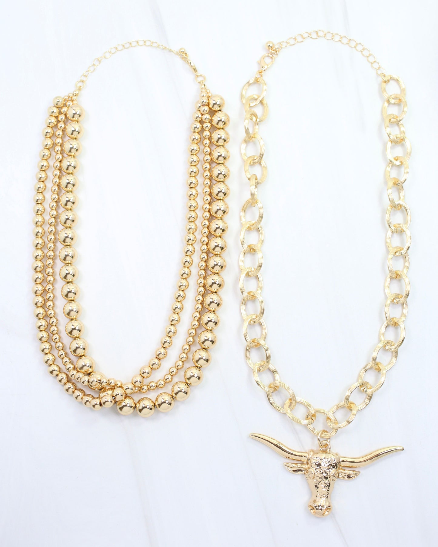 Bree Beaded Layered Necklace Bull Gold