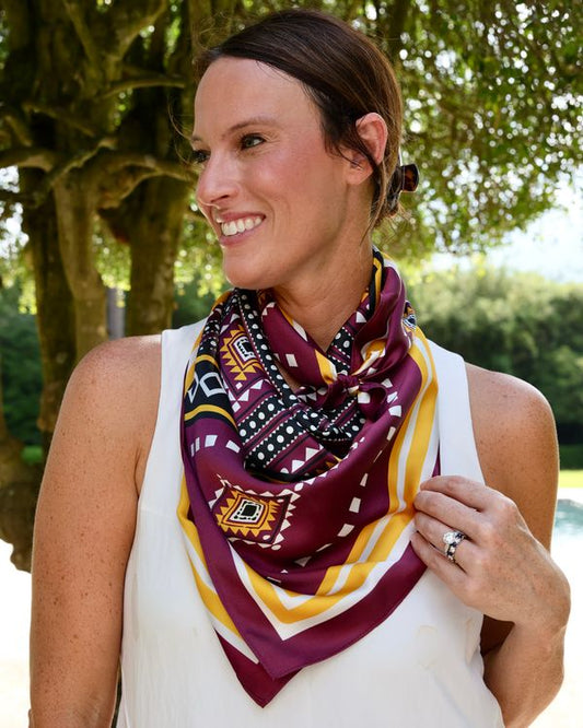 Radley Tribal Print Scarf Large Garnet Gold