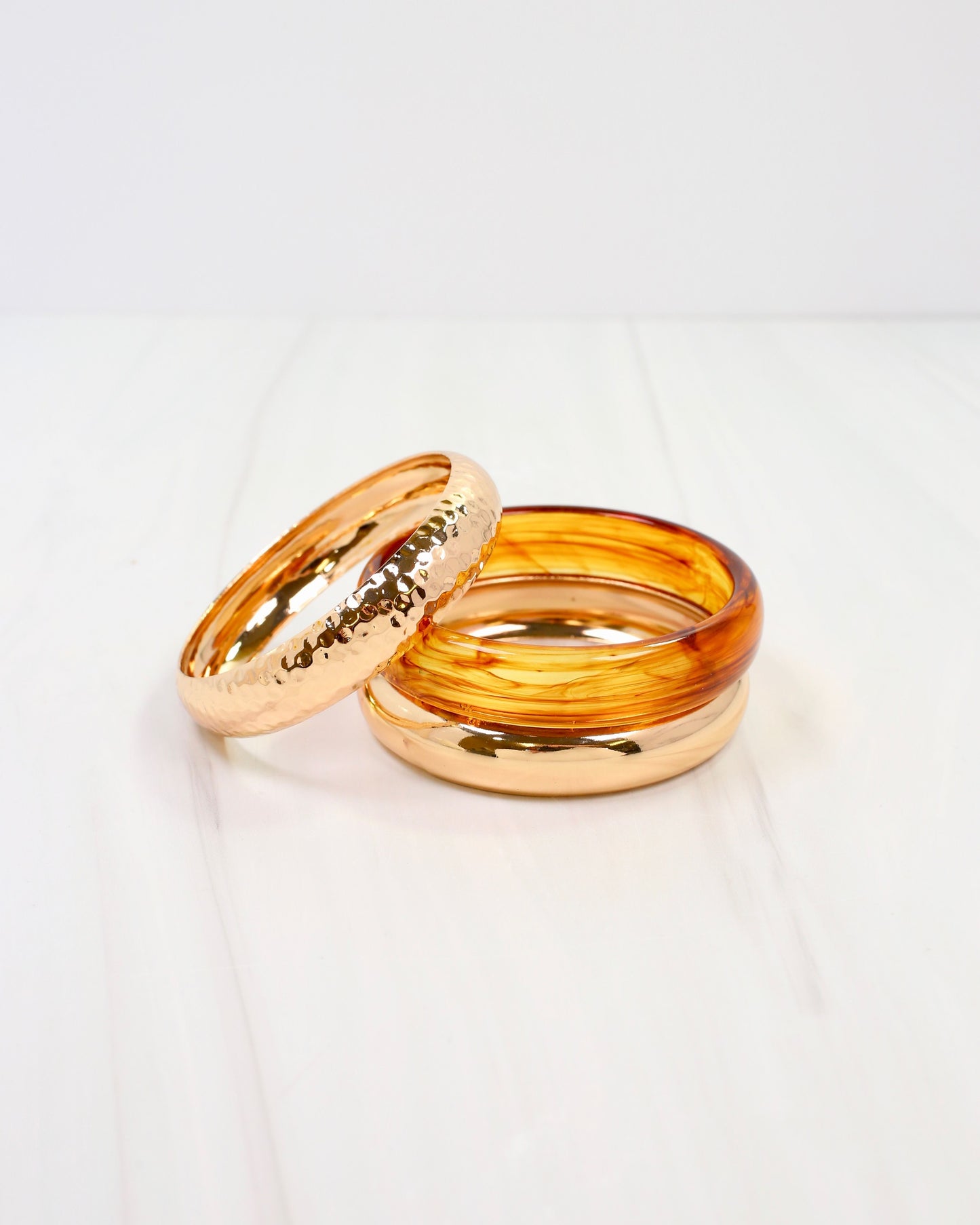 Chanute Gold Bangle Bracelet Set Tortoise