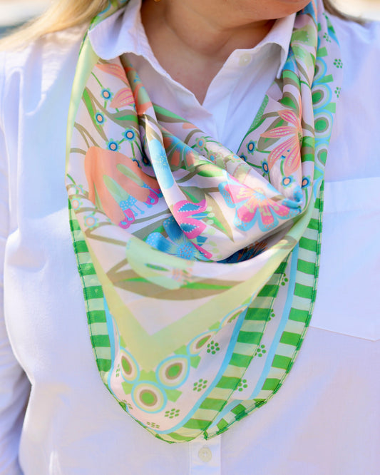 Brady Floral Print Scarf Green