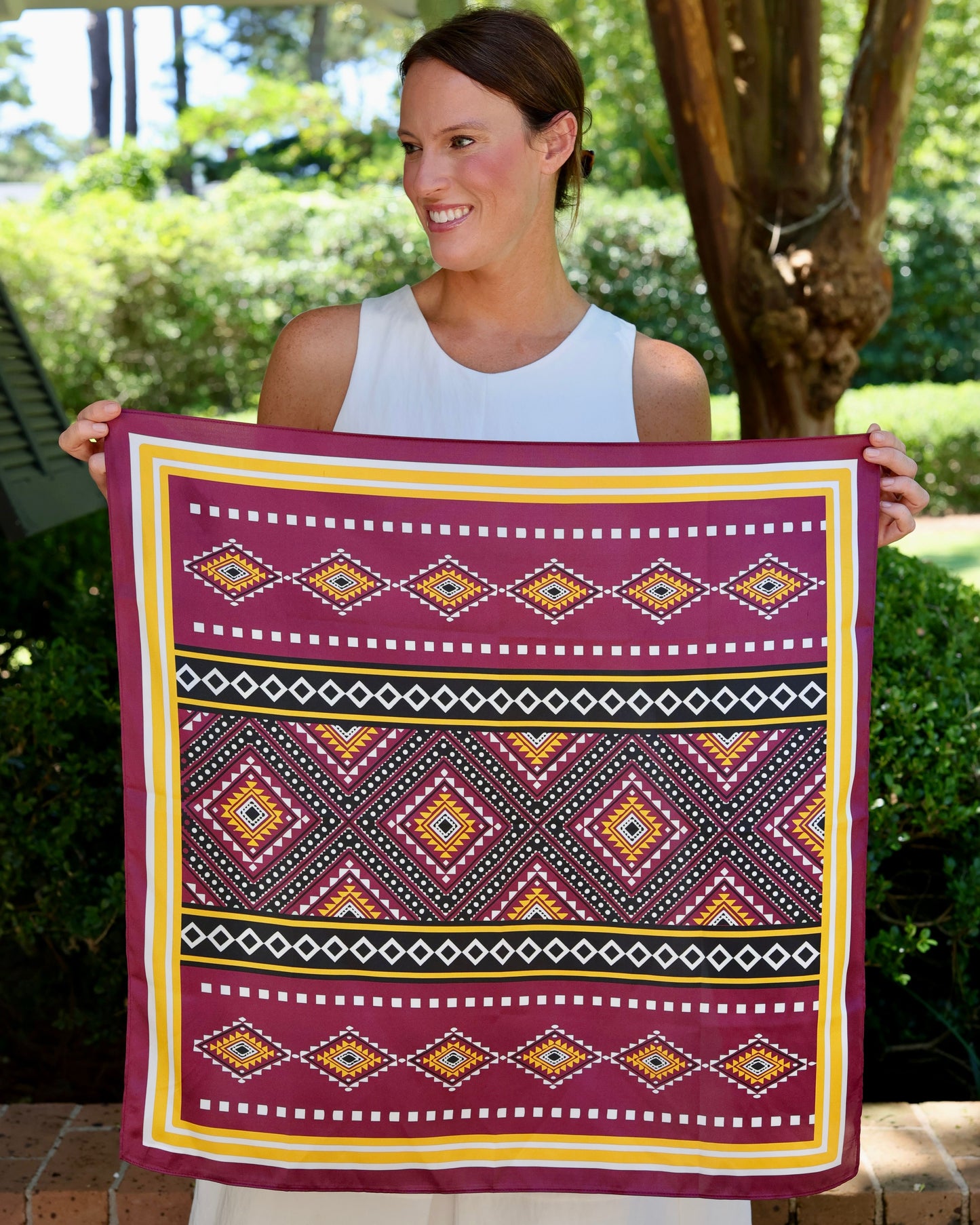 Radley Tribal Print Scarf Medium Garnet Gold