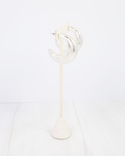 Gastonia Thick Hoop Earring Worn Silver