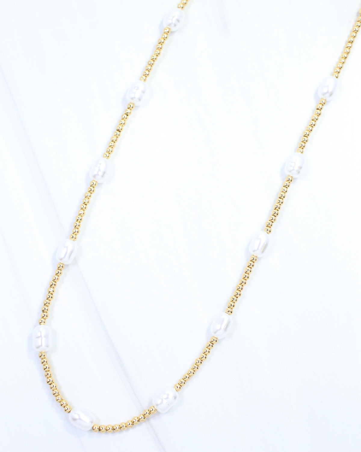 Sofie Bead and Pearl Necklace Gold