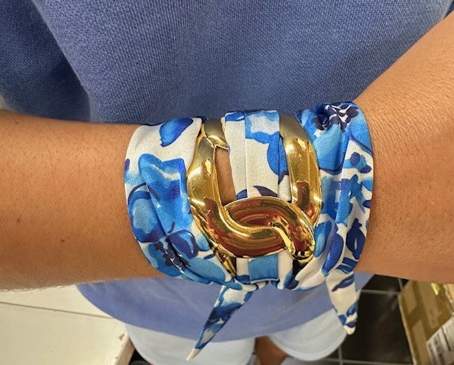 Serafina Scarf Bracelet Bl Wht Floral