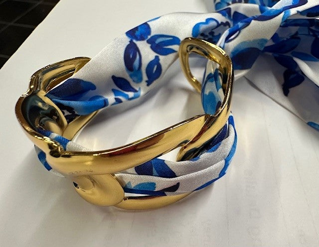 Serafina Scarf Bracelet Bl Wht Floral