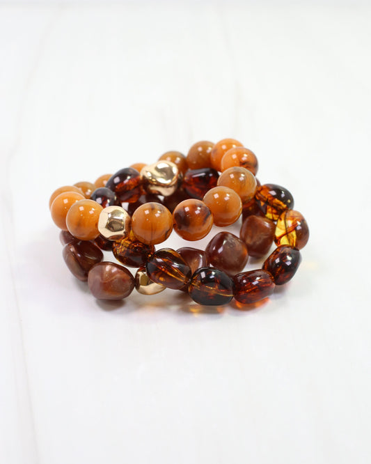Doris Beaded Bracelet Set Brown