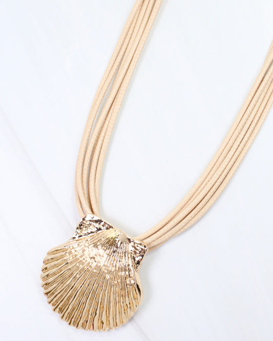 Lorain Scallop Cord Necklace Natural