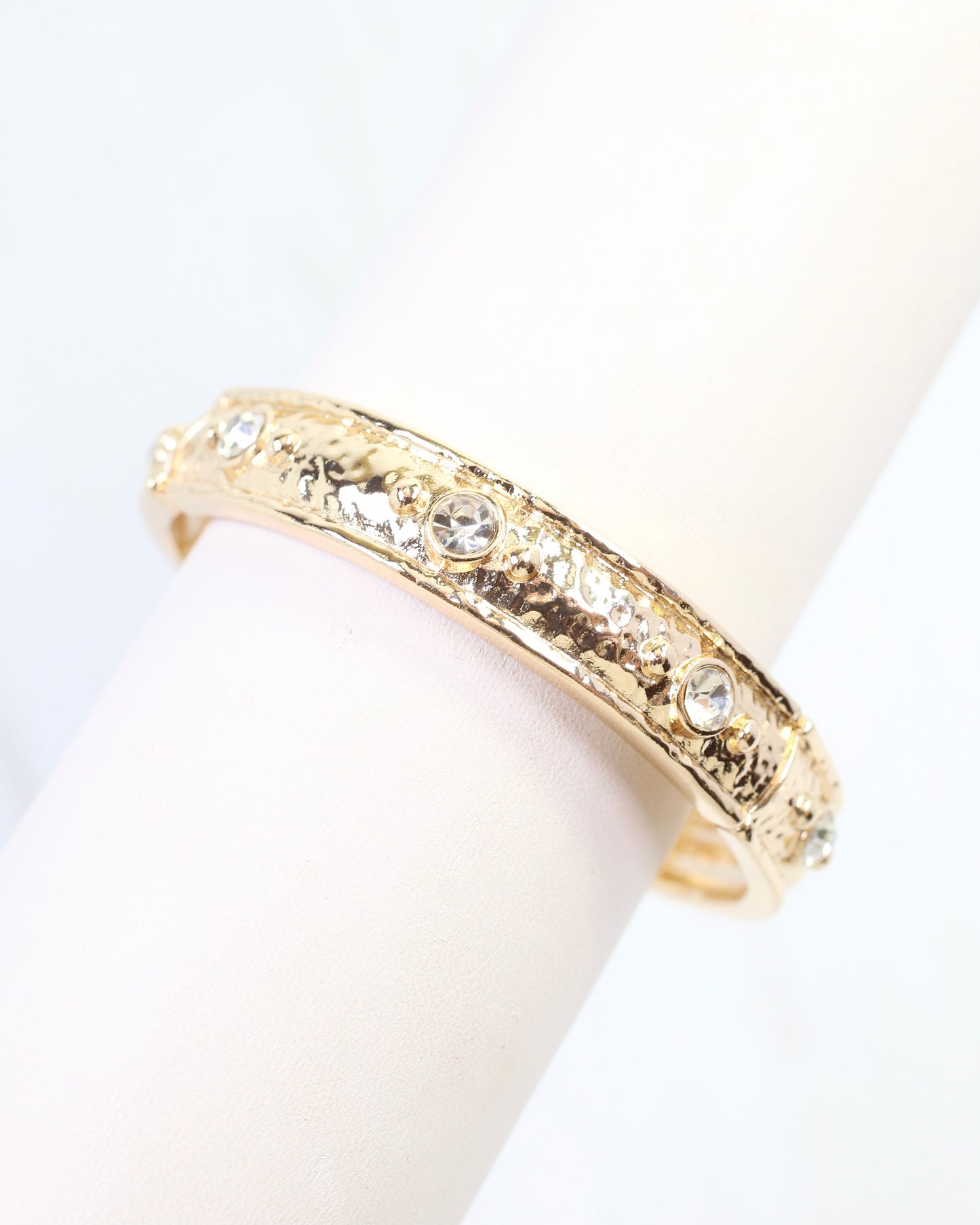 Kinley CZ Textured Stretch Bracelet Gold