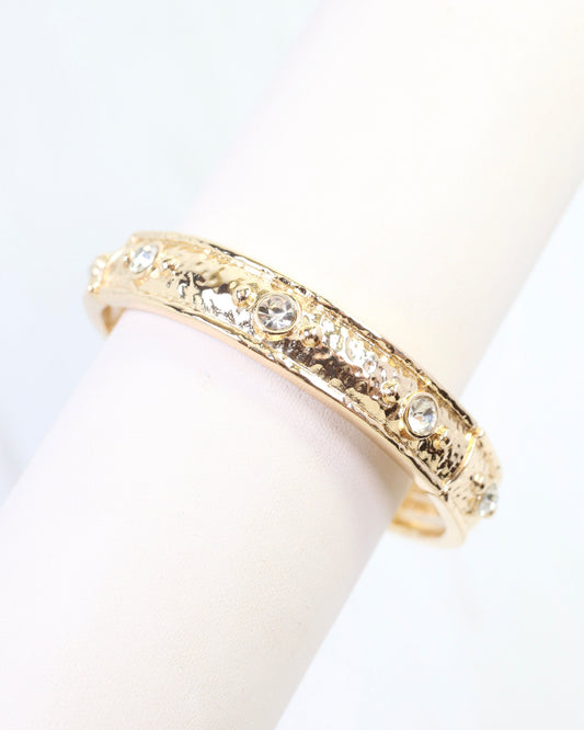 Kinley CZ Textured Stretch Bracelet Gold