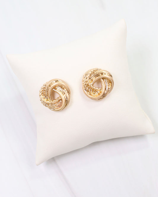 Muskogee Knot Stud Earring Worn Gold