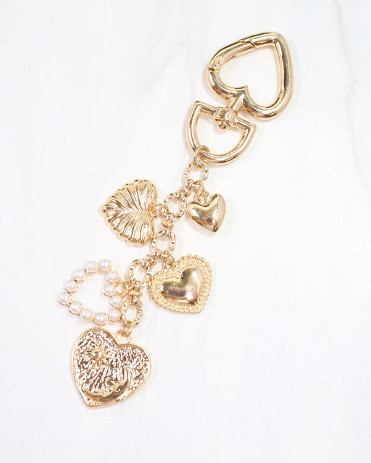 Queen of Hearts Bag Charm Gold