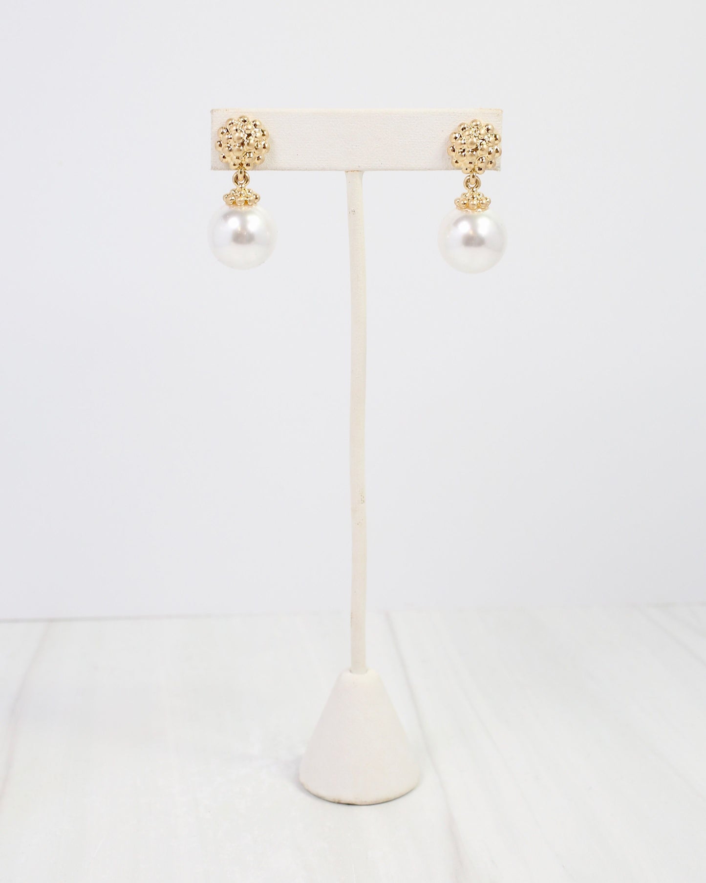 Minnville Pearl Drop Earring Worn Gold