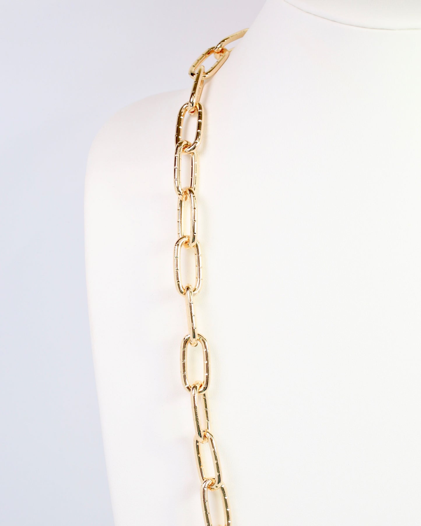 Meharry Textured Link Long Necklace Gold