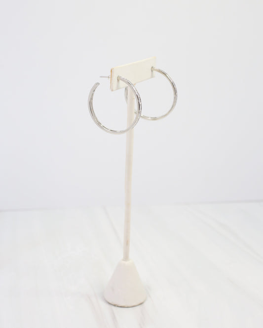 Westfield CZ Lined Hoop Earring Silver