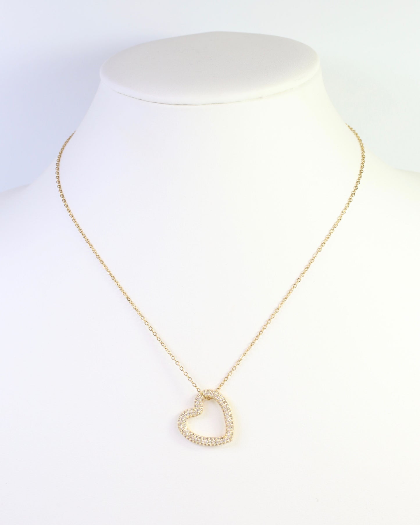 Roselle Heart Pendant Necklace WR Gold