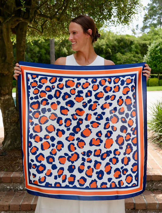 Meredith Spotted Scarf Large Navy Orange